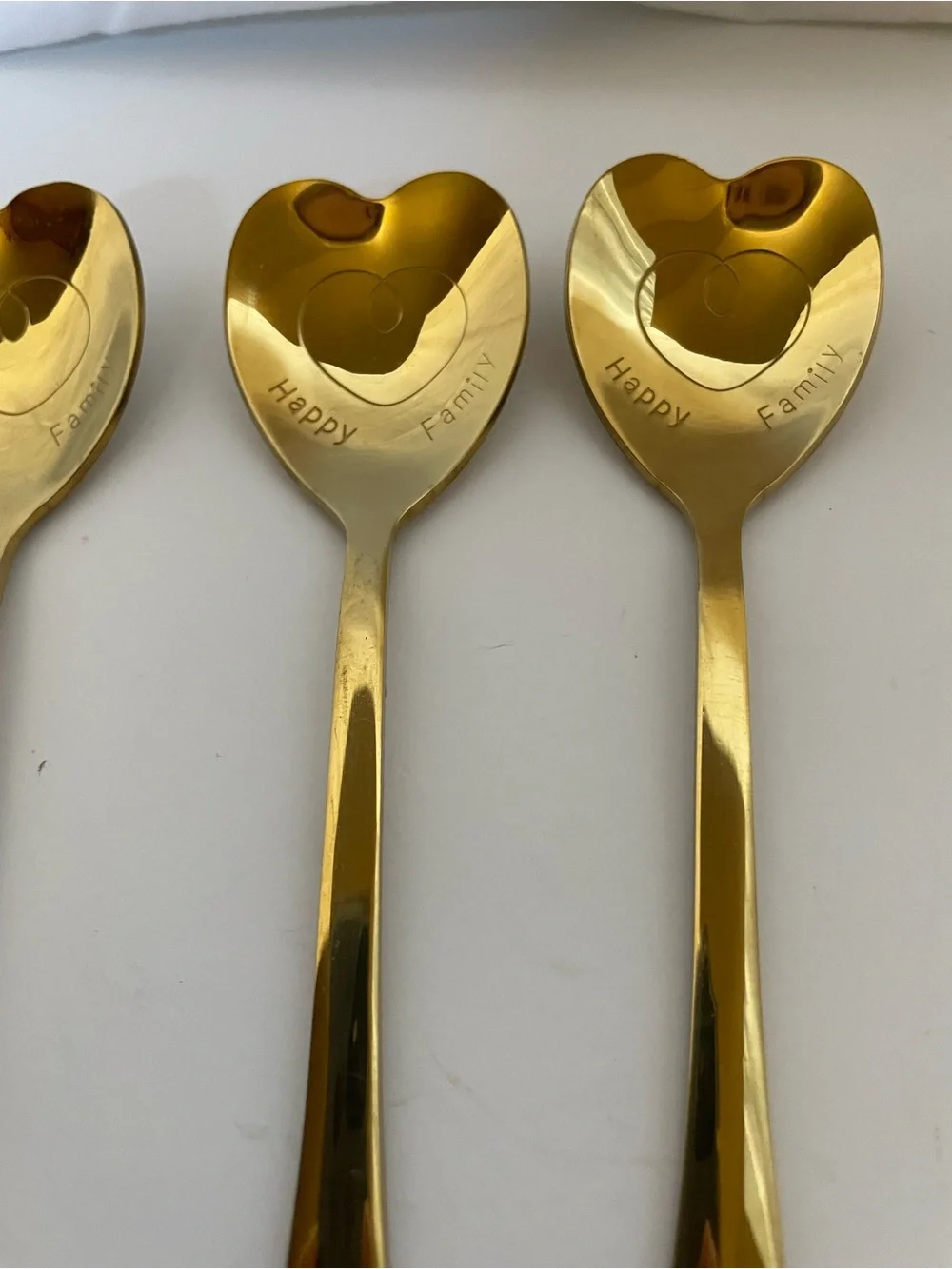 Gold Heart-Top Stainless Steel Dessert Spoon Set - Gold Finish (Set of 6)